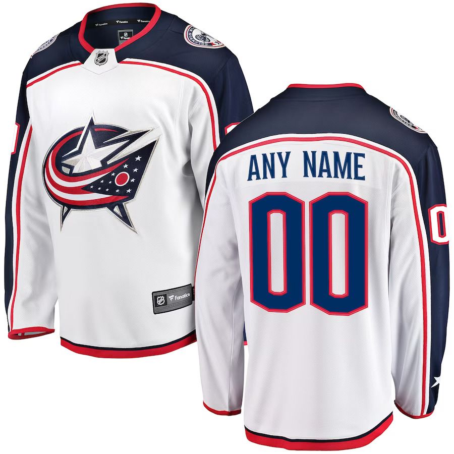 Men Columbus Blue Jackets Fanatics Branded White Away Breakaway Custom NHL Jersey